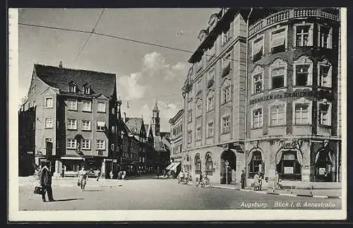 AK Augsburg, Blick in die Annastrasse, Bierhallen der Brauerei