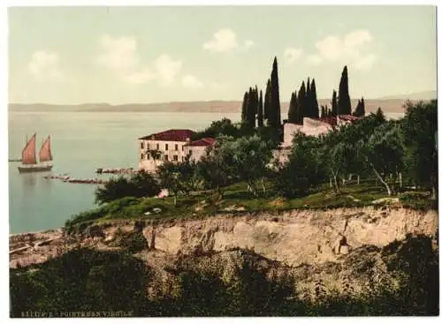 Fotografie Photochrom Zürich, Ansicht Pointe San Virgile, Blick auf eine Villa im Ort