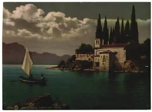 Fotografie Photochrom Zürich, Ansicht Punta San Vigilio, Lago di Garda