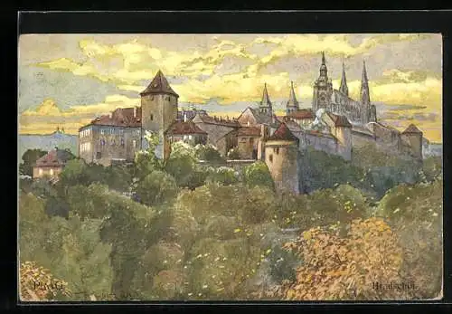 Künstler-AK Ferdinand Engelmüller: Praha / Prague, Hradcany