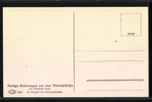 Künstler-AK Friedrich Iwan: Riesengebirge, Partie im Vorland