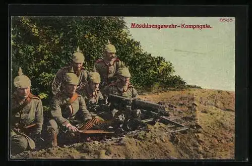 Künstler-AK Bruno Bürger & Ottillie Nr. 8585: Soldaten der Maschinengewehr-Kompagnie in Uniformen