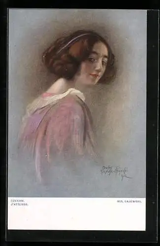 Künstler-AK sign. Mir. Gajewski: Junge Frau im Kleid