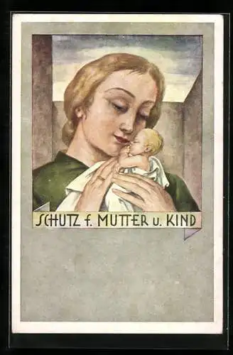 Künstler-AK sign. J. Wehinger: Mutter mit ihrem Kind