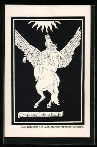 Künstler-AK sign. A. E. Stoeckel: Pegasus seliges Ende