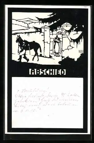 Künstler-AK sign. Carlos Tips: Ulan nimmt Abschied