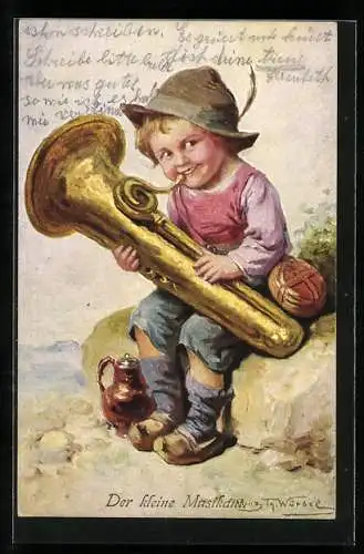 Künstler-AK sign. Franz Würbel: Junge mit Tuba