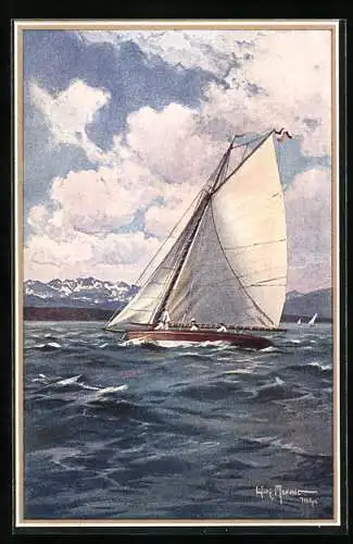 Künstler-AK Manuel Wielandt: Bodensee-Idylle, Segelboot