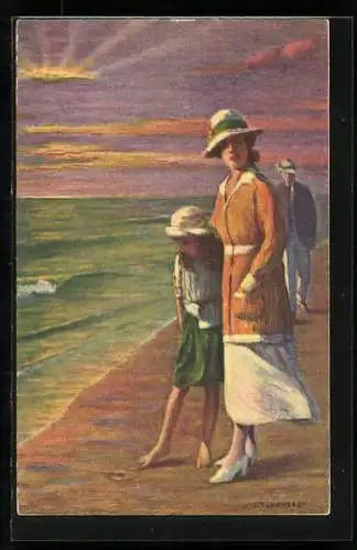 Künstler-AK sign. L. Tanquerey: A Walk on the Sands