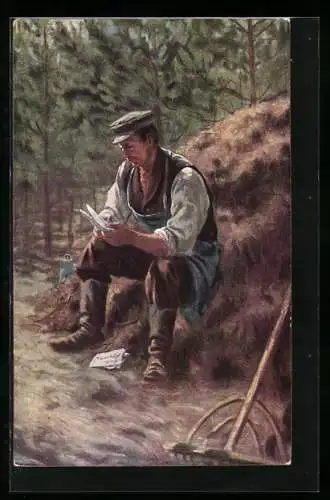 Künstler-AK sign. R. de Witt: Der letzte Feldpostbrief