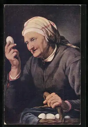 Künstler-AK sign. H. Bloemaert: Die Eierhändlerin