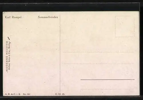 Künstler-AK sign. Karl Rumpel: Sommerfreuden, Zwei nackte Kinder spielen im Fluss