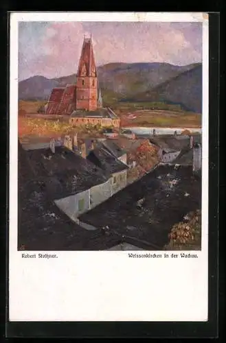 AK Weissenkirchen in der Wachau, Ortsansicht aus der Vogelschau