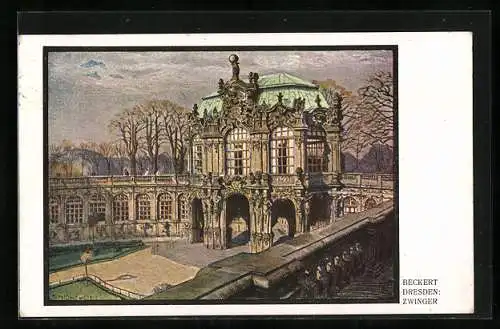 Künstler-AK Dresden, Kgl. Zwinger im Frühjahr