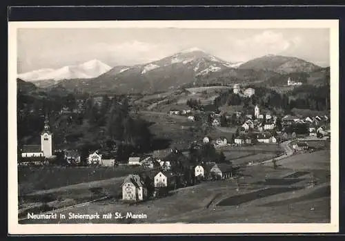 AK Neumarkt in Steiermark, Ortsansicht mit St. Marein