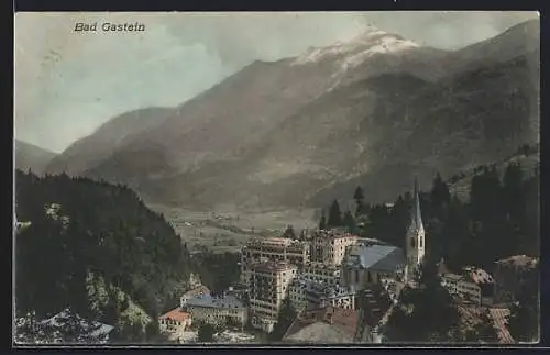 AK Bad Gastein, Teilansicht mit der Kirche in den Bergen