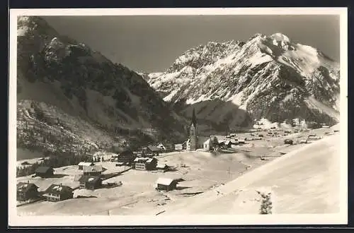 AK Mittelberg, Gesamtansicht mit Widderstein im Schnee