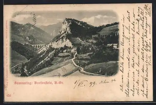 AK Breitenstein /Semmering, Ortsansicht am Felsberg