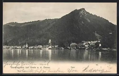 AK Sarmingstein bei Grein, Gesamtansicht an der Donau