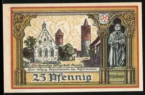 Notgeld Jüterbog 1921, 25 Pfennig, Heilig-Geist-Kapelle und Abtei des Mönchsklosters