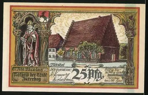 Notgeld Jüterbog 1921, 25 Pfennig, Heilig-Geist-Kapelle und Abtei des Mönchsklosters