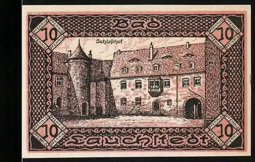 Notgeld Lauchstädt, 1921, 10 Pfennig, Schloss und Stadtansicht