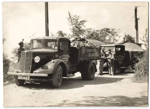 Fotografie R. Jordan, Leicester, Ansicht Leicester, Lastwagen Morris, Steinbruch Cliffe Hill Granite Co. LTD, LKW-Flotte