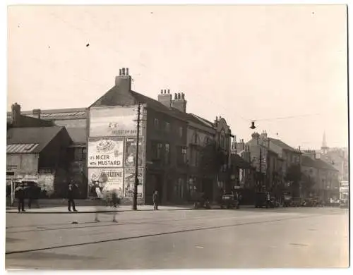 3 Fotografien unbekannter Fotograf, Ansicht Leicester, Charles Street Ecke Free Lane, Firma Brown Ford & Co.