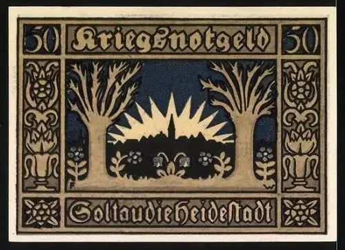 Notgeld Soltau 1921, 50 Pfennig, Löwe und Landschaft mit Bäumen und Blüten, Kriegsnotgeld