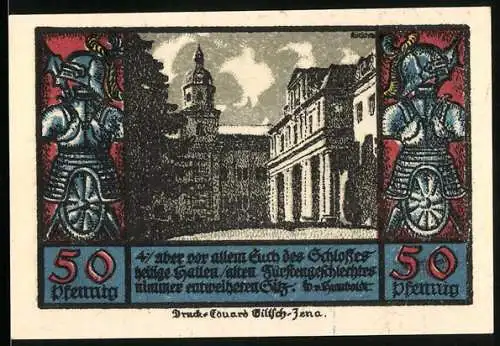 Notgeld Schwarzburg 1922, 50 Pfennig, Doppeladler und Schwerter