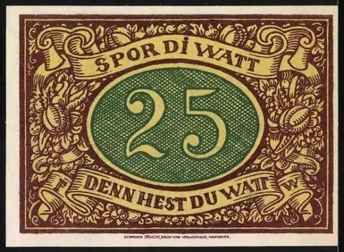 Notgeld Schneverdingen 1921, 25 Pfennig, Handwerker bei der Arbeit, dekorative Ornamente