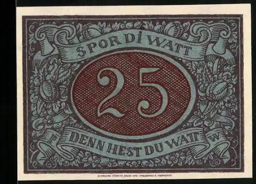 Notgeld Schneverdingen 1921, 25 Pfennig, Handwerker-Motiv, florale Ornamente