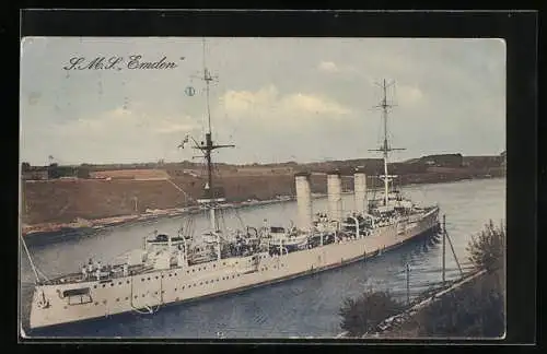 AK Kriegsschiff SMS Emden vom Ostasiengeschwader