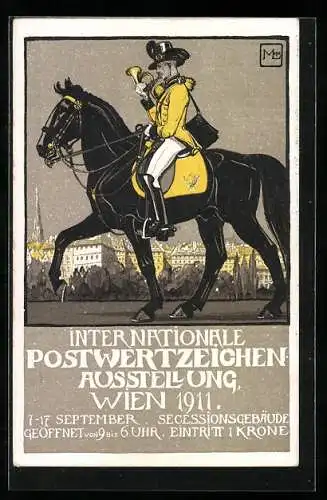 Künstler-AK Wien, Internationale Postwertzeichen Ausstellung 1911, Ganzsache 5 Heller
