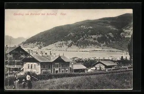 AK Sterzing am Brenner, Ortsansicht mit Bahnhof
