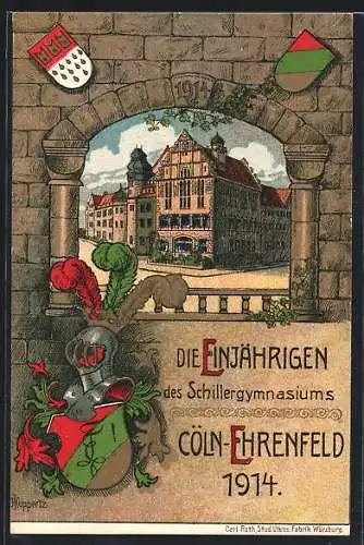 AK Köln-Ehrenfeld, Absolvia der Einjährigen des Schillergymnasiums 1914