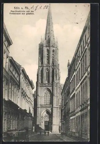 AK Köln a. Rh., Mauritiuskirche von der Arndstrasse aus gesehen
