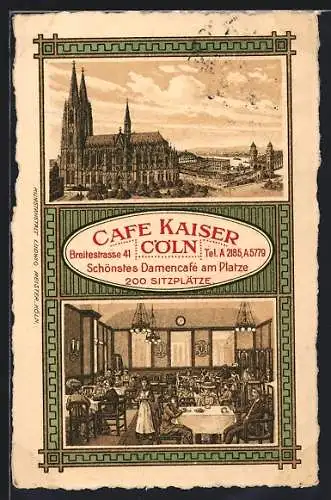 Lithographie Cöln, Café Kaiser, Breitestrasse 41