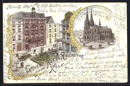 Lithographie Köln, Hotel Reichshof, Strasse Am Hof 18