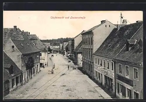 AK Königsbrück, Töpfermarkt mit Louisenstrasse