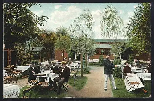 AK Tornau b. Raguhn, Gasthaus Lingenau, Gartenterrasse, Postbote