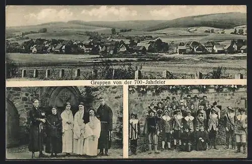 AK Blankenheim / Bebra, Festpostkarte von der 70-Jahrfeier, Teilansicht, Nonnen und Mönche, Wächter