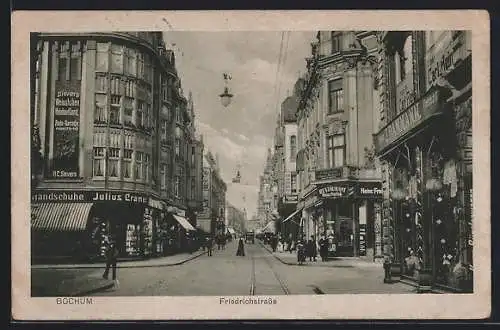 AK Bochum, Friedrichstrasse mit Restaurant Heinrich Freitag