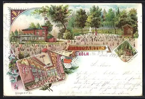 Lithographie Köln-Neustadt, Reges Treiben im Stadtgarten