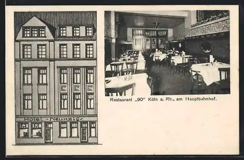 AK Köln, Hotel-Restaurant 90, Johannisstrasse 32-34