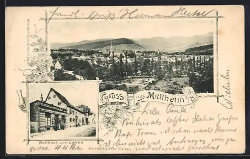 AK Müllheim, Gasthaus zum Löwen, Teilansicht