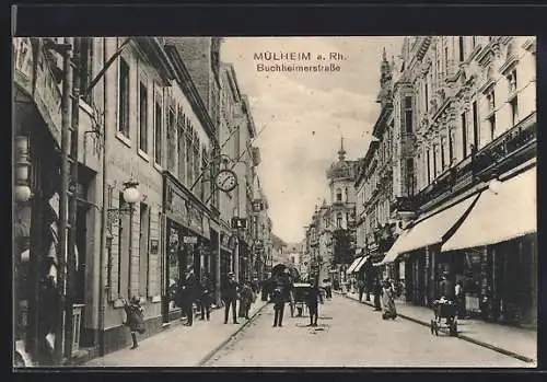 AK Köln-Mülheim, Buchheimerstrasse mit Passanten und Geschäften