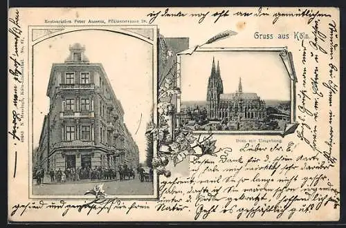 AK Köln, Restaurant Peter Aussem, Pfälzerstrasse 28, Dom mit Umgebung