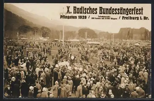 Foto-AK Freiburg i. Br., X. Badisches Bundessängerfest Pfingsten 1929