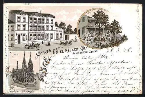 Lithographie Köln, Hotel Heuser, Inh. Carl Zervas, Dom